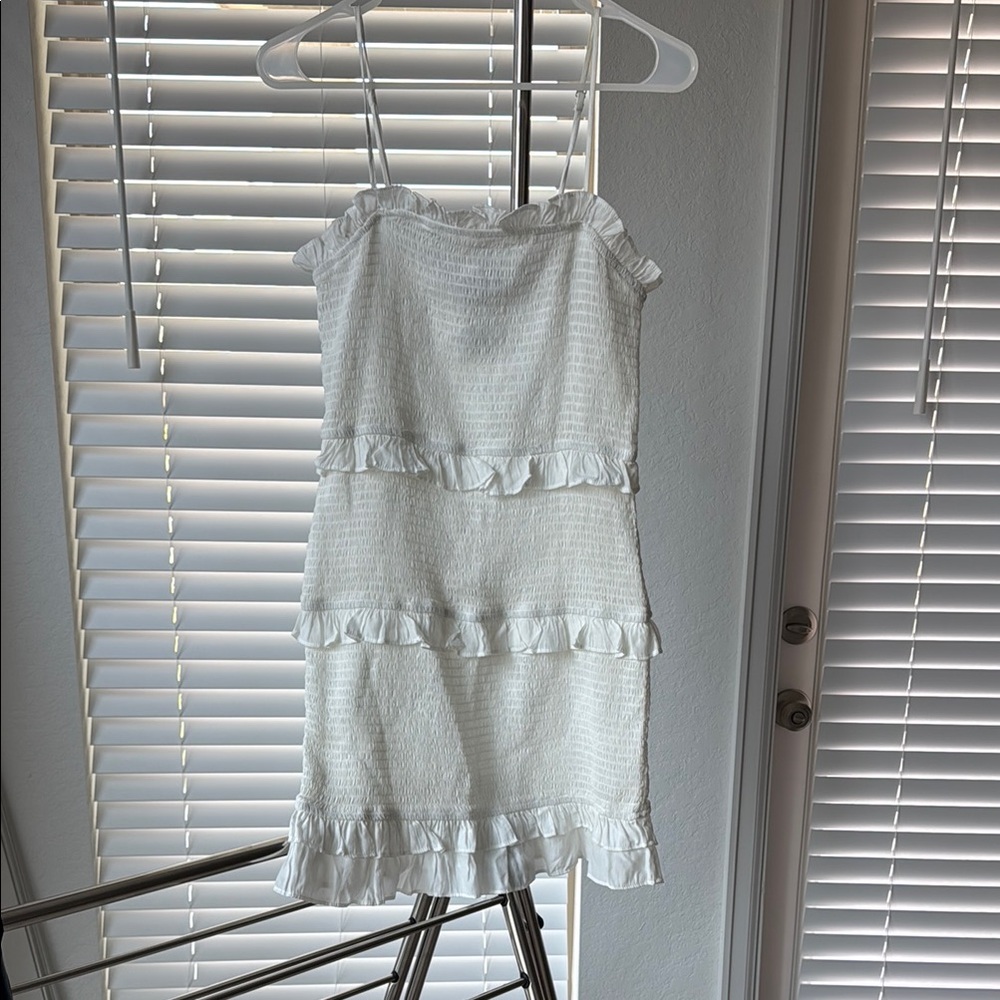 Blue Blush Elegant White Smocked Dress